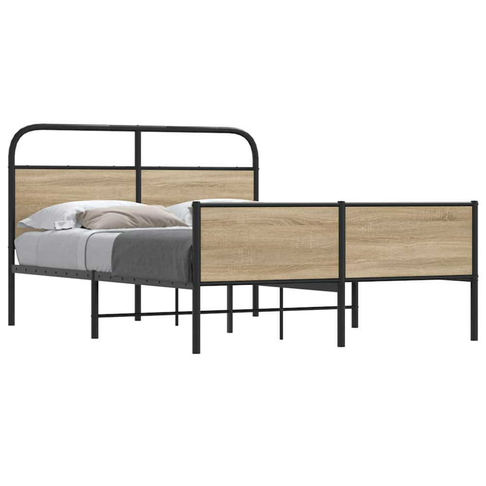 Produktbild för Sängram utan madrass sonoma-ek 135x190 cm konstruerad trä