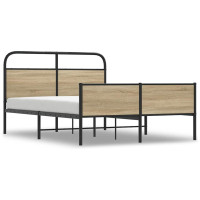 Produktbild för Sängram utan madrass sonoma-ek 135x190 cm konstruerad trä