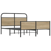 Produktbild för Sängram utan madrass sonoma-ek 135x190 cm konstruerad trä