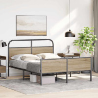 Produktbild för Sängram utan madrass sonoma-ek 135x190 cm konstruerad trä