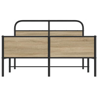 Produktbild för Sängram utan madrass sonoma-ek 135x190 cm konstruerad trä