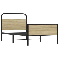 Produktbild för Sängram utan madrass sonoma-ek 107x203 cm konstruerad trä