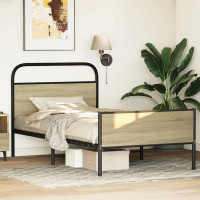 Produktbild för Sängram utan madrass sonoma-ek 107x203 cm konstruerad trä