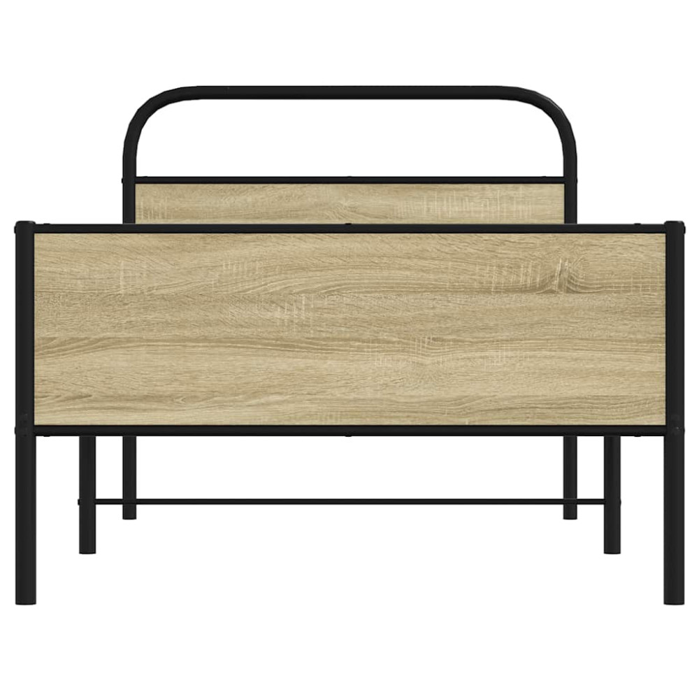 Produktbild för Sängram utan madrass sonoma-ek 107x203 cm konstruerad trä