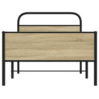 Produktbild för Sängram utan madrass sonoma-ek 107x203 cm konstruerad trä