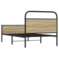 Produktbild för Sängram utan madrass sonoma-ek 107x203 cm konstruerad trä