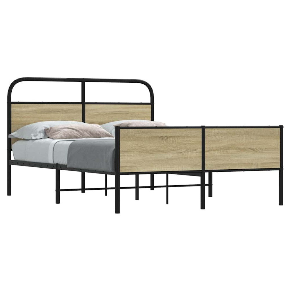 Produktbild för Sängram utan madrass sonoma-ek 135x190 cm konstruerad trä