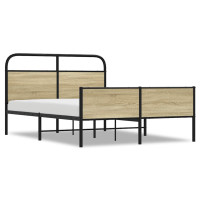 Produktbild för Sängram utan madrass sonoma-ek 135x190 cm konstruerad trä