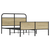 Produktbild för Sängram utan madrass sonoma-ek 135x190 cm konstruerad trä