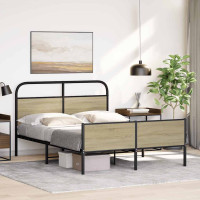 Produktbild för Sängram utan madrass sonoma-ek 135x190 cm konstruerad trä