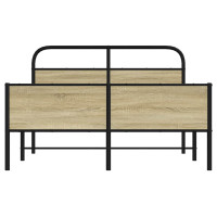 Produktbild för Sängram utan madrass sonoma-ek 135x190 cm konstruerad trä