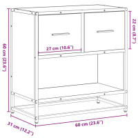 Produktbild för Sängbord brun ek 60x31x60 cm konstruerat trä och metall