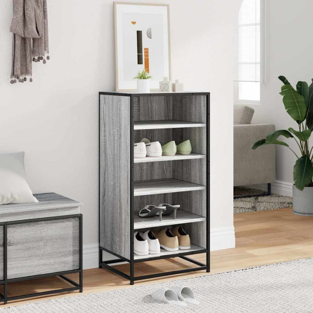 Produktbild för Skohylla grå sonoma 48x38x97,5 cm konstruerat trä