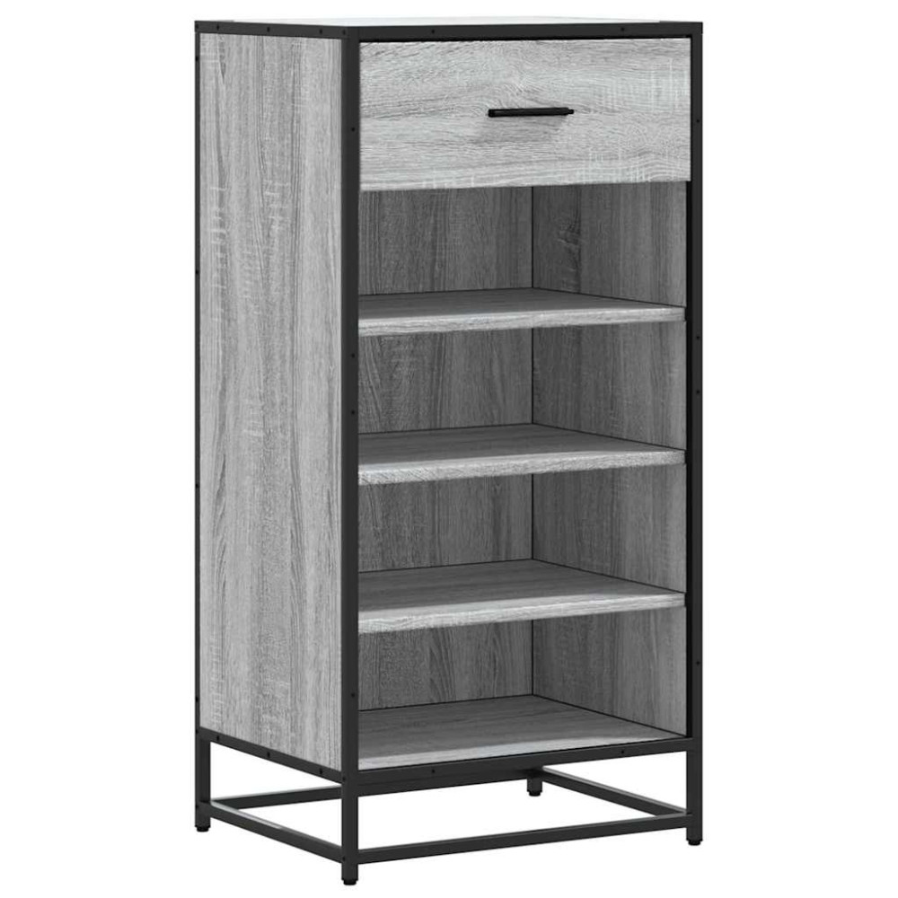 Produktbild för Skohylla grå sonoma 48x38x97,5 cm konstruerat trä