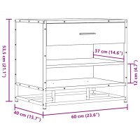 Produktbild för Skobänk svart 60x40x53,5 cm konstruerat trä och metall