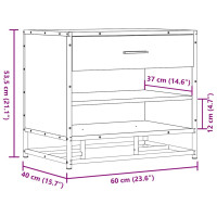 Produktbild för Skobänk sonoma-ek 60x40x53,5 cm konstruerat trä och metall