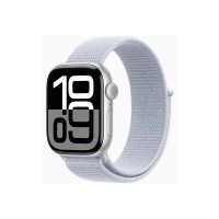 Produktbild för Apple Watch Series 10 (GPS) - silveraluminium - smart klocka med sportögla - blå moln - 64 GB