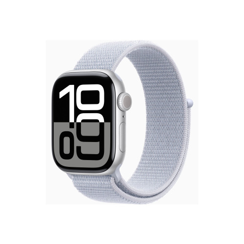 Apple Apple Watch Series 10 (GPS) - silveraluminium - smart klocka med sportögla - blå moln - 64 GB