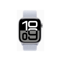 Produktbild för Apple Watch Series 10 (GPS) - silveraluminium - smart klocka med sportögla - blå moln - 64 GB