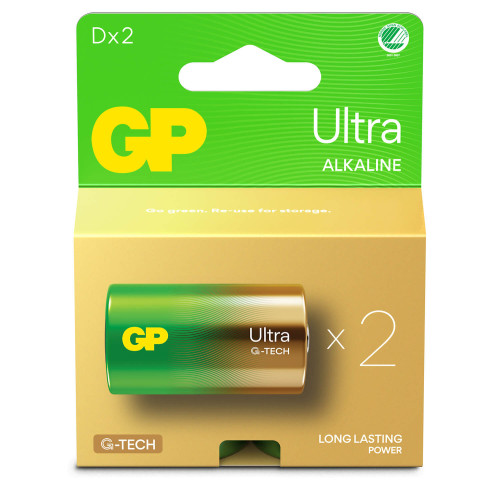 GP Ultra Alkaline Battery D LR20 2-pack