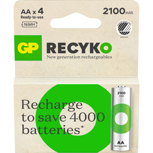 GP Recyko NiMH Battery AA HR6 2100mAh 4-pack