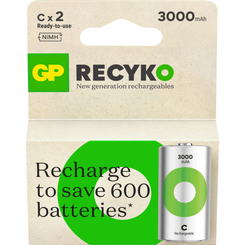 GP Recyko NiMH Battery C HR14 3000mAh 2-pack