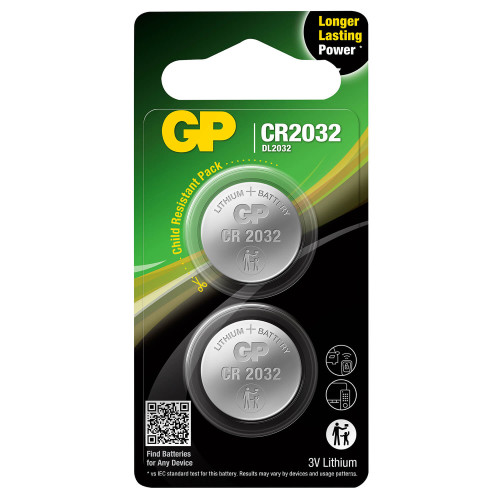 GP Lithium Coin Cell CR2032 2-pack