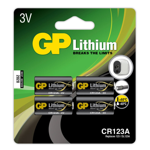 GP Lithium Pro Battery 123A 4-pack