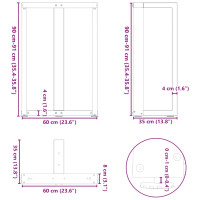 Produktbild för Barbordsben T-formad 2 st antracit 60x35x(91-92) cm stål