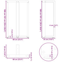 Produktbild för Barbordsben T-formad 2 st antracit 60x35x(101-102) cm stål