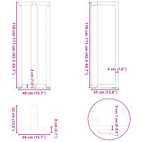 Produktbild för Barbordsben T-formad 2 st svart 40x35x(111-112) cm stål