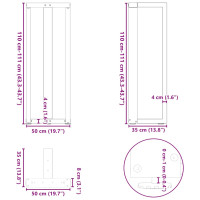 Produktbild för Barbordsben T-formad 2 st antracit 50x35x(111-112) cm stål