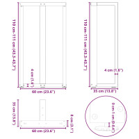 Produktbild för Barbordsben T-formad 2 st svart 60x35x(111-112) cm stål