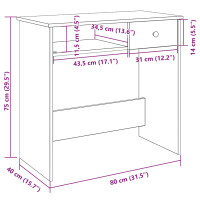 Produktbild för Skrivbord sonoma-ek 80x40x75 cm konstruerat trä