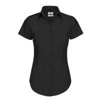 B and C Collection Black Tie Ladies Short Sleeve Shirt Black