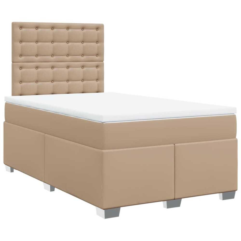 Produktbild för Ramsäng med bäddmadrass cappuccino 120x200 cm konstläder