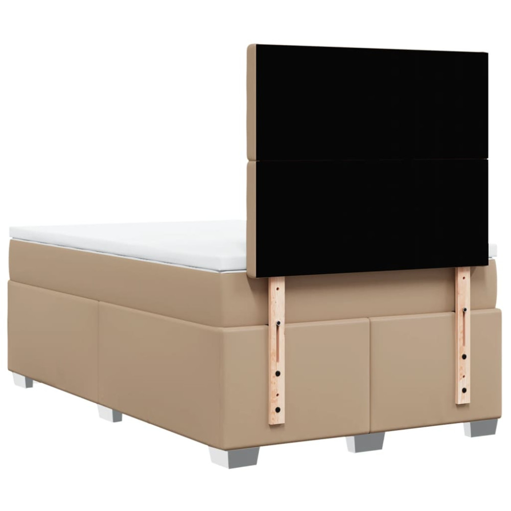 Produktbild för Ramsäng med bäddmadrass cappuccino 120x200 cm konstläder