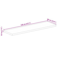 Produktbild för Bordsskiva 120x60x3,8 cm rektangulär massivt grovt mangoträ