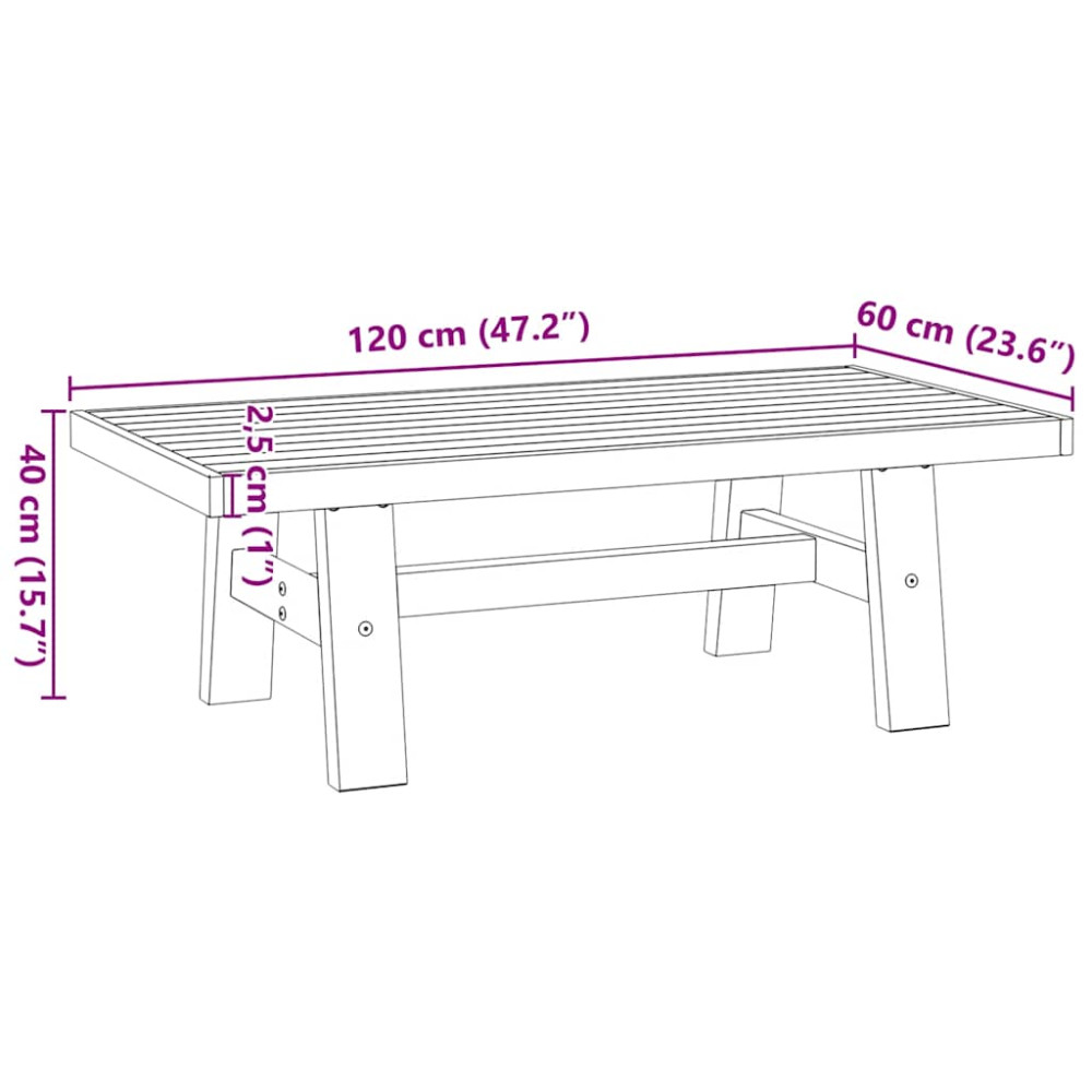 Produktbild för Soffbord NOAIN A-formade ben 120x60x40 cm massiv furu