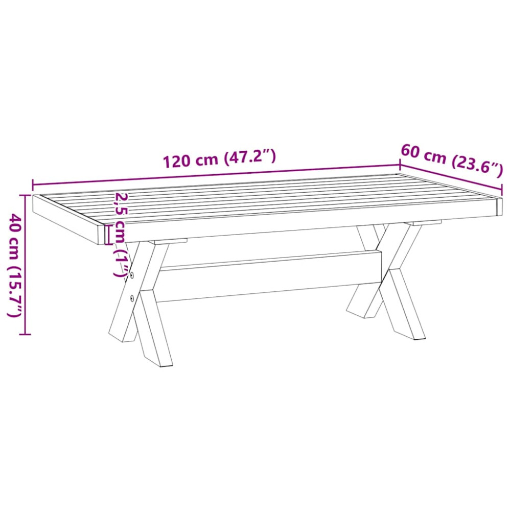 Produktbild för Soffbord NOAIN X-formade ben 120x60x40 cm massiv furu
