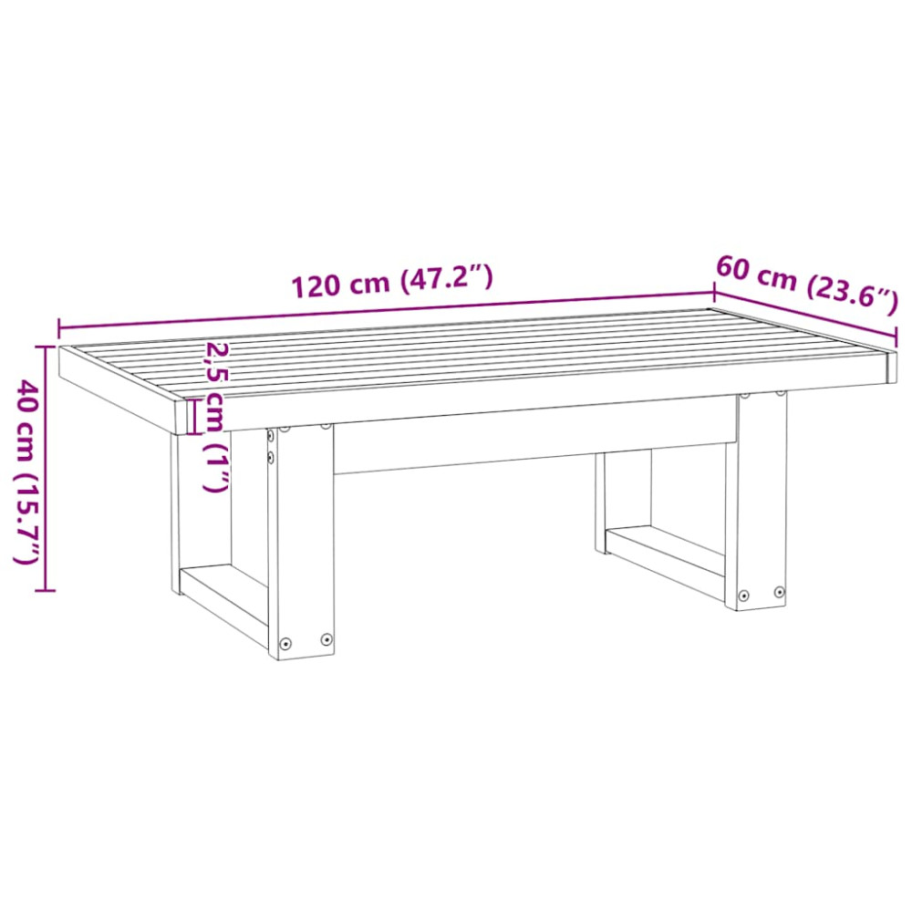 Produktbild för Soffbord NOAIN U-formade ben 120x60x40 cm massiv furu