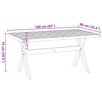 Produktbild för Matbord NOAIN X-formade ben 160x90x75 cm massiv furu