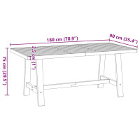 Produktbild för Matbord NOAIN A-formade ben 180x90x75 cm massiv furu