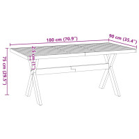 Produktbild för Matbord NOAIN X-formade ben 180x90x75 cm massiv furu