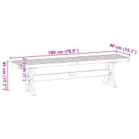 Produktbild för Matsalsbänk NOAIN X-formade ben 180x40x45 cm massiv furu