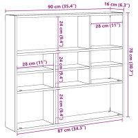 Produktbild för Vägghylla gammalt trä 90x16x78 cm konstruerat trä