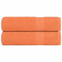 Produktbild för Duschhanddukar 2 st orange 70x140 cm 360 gsm 100% bomull