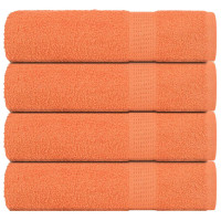 Produktbild för Badlakan 4 st orange 100x150 cm 360 gsm 100% bomull