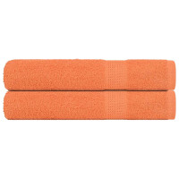 Produktbild för Bastuhanddukar 2 st orange 80x200 cm 360 gsm 100% bomull