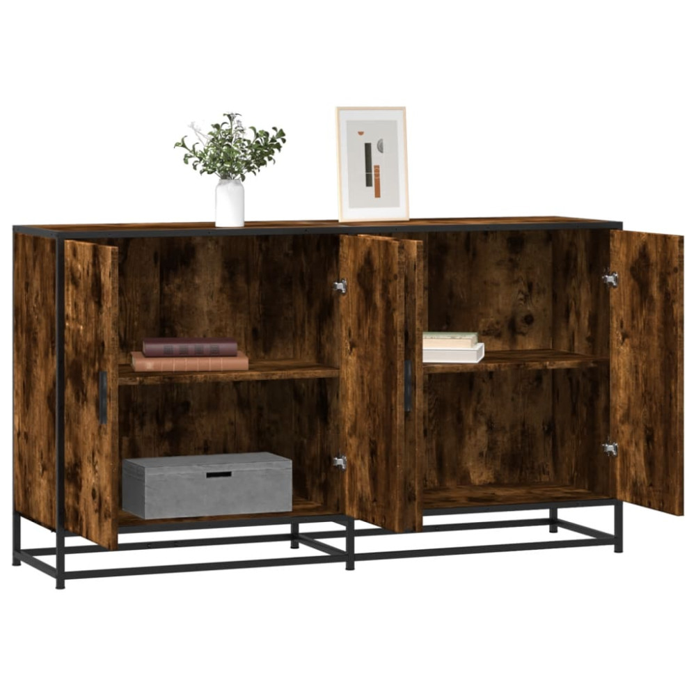 Produktbild för Skänk rökfärgad ek 134x35x76 cm konstruerat trä